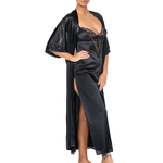 ensemble nuisette et déshabillé en satin noir