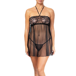 photo dune nuisette transparente en dentelle et tulle noir