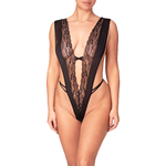photo dun body grand V dentelle et tulle noir