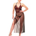 photo d'une longue nuisette en dentelle et tulle transparent