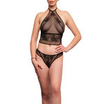 photo d'un ensemble bustier en dentelle et tulle et son tanga assorti