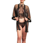 photo dun ensemble bustier et tanga avec un kimono en tulle