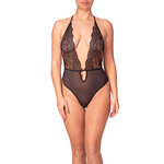 photo dun body femme noir en tulle et dentelle