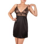 nuisette satinée noire avec dentelle poitrine