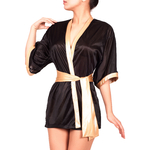 sexy kimono en satin doré et noir