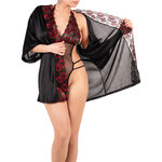 ensemble body et kimono avec dentelle rouge et noir