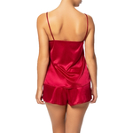 dos dun ensemble de nuit en satin bordeaux avec broderie