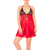 nuisette babydoll en satin rouge et dentelle noire