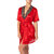 kimono en satin rouge avec dentelle