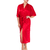 photo d'un long kimono satin rouge