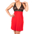nuisette rouge avec dentelle noire sur la poitrine et sous-poitrine