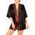 sexy kimono en satin noir avec dentelle rouge et noir