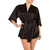 kimono court en satin noir pour femme