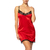 nuisette classique courte en satin rouge avec dentelle
