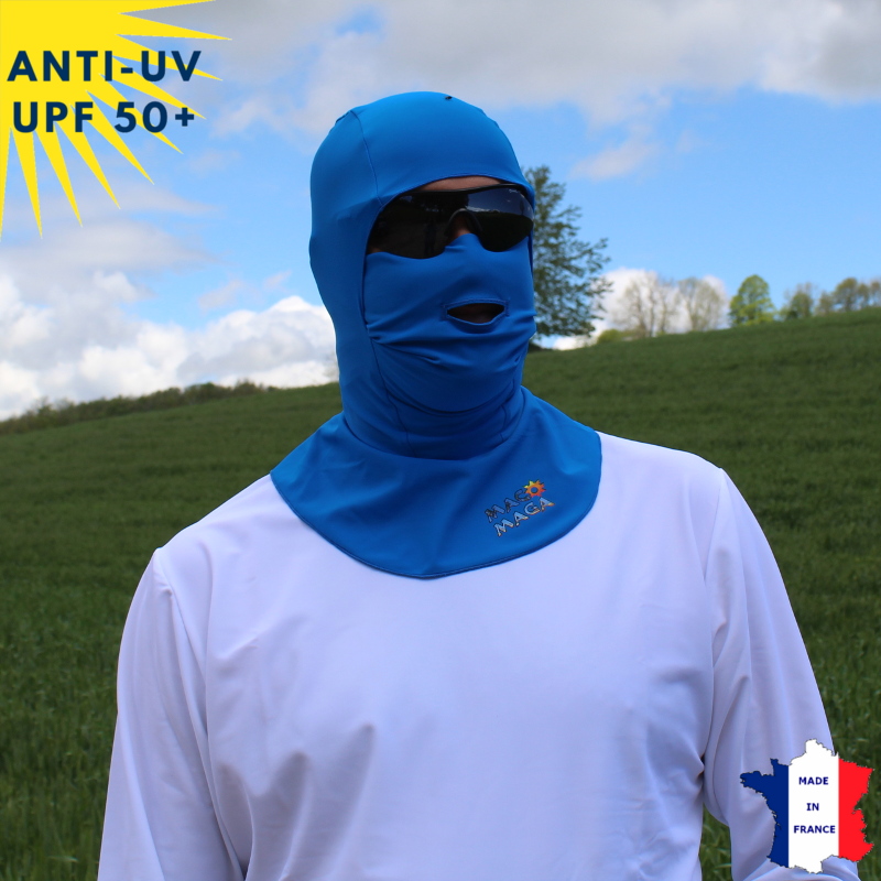 Cagoule anti-UV avec ouverture - Bleu | UPF50+