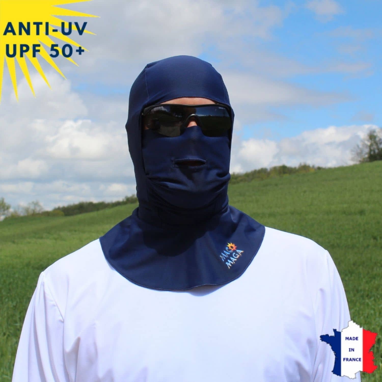 Cagoule anti-UV avec ouverture - Marine | UPF50+