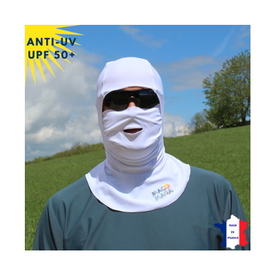 Cagoule anti-UV avec ouverture - Blanc | UPF50+