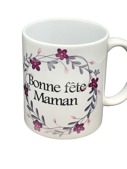 Tasse couronne de fleurs personnalisé · Photo et Texte