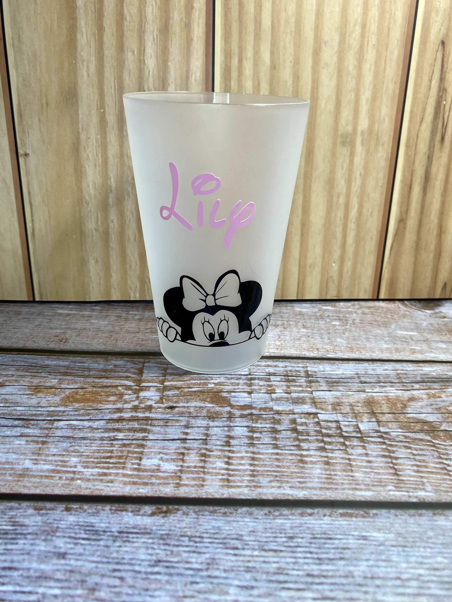 verre minnie mickey prénom personnalisé en verre