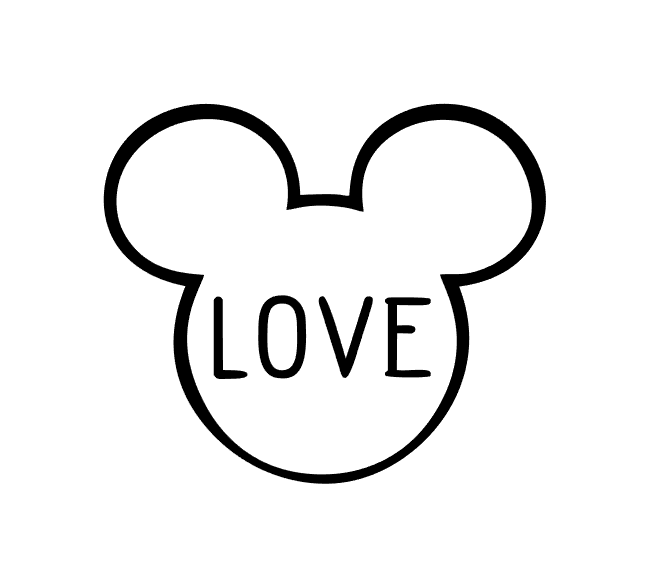 Sticker Mickey Love noir sur fond blanc
