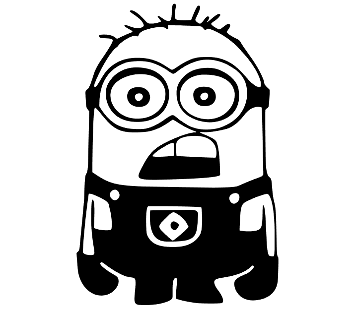 Visuel noir et blanc dun Minion avec lunettes et salopette