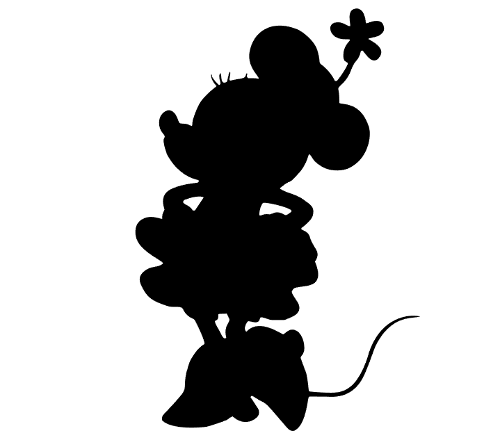 Silhouette noire de Minnie avec une fleur
