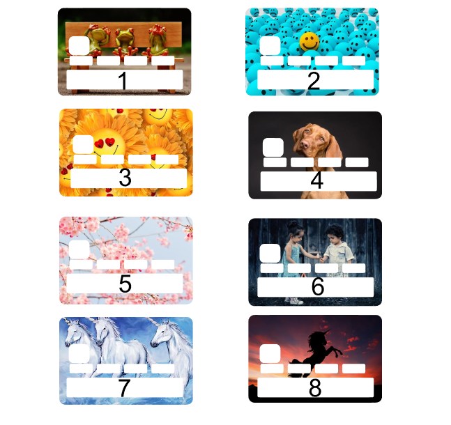 Planche de motifs pour sticker de carte bancaire