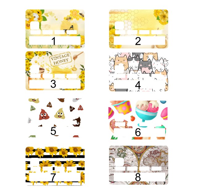 Planche de motifs pour sticker de carte bancaire