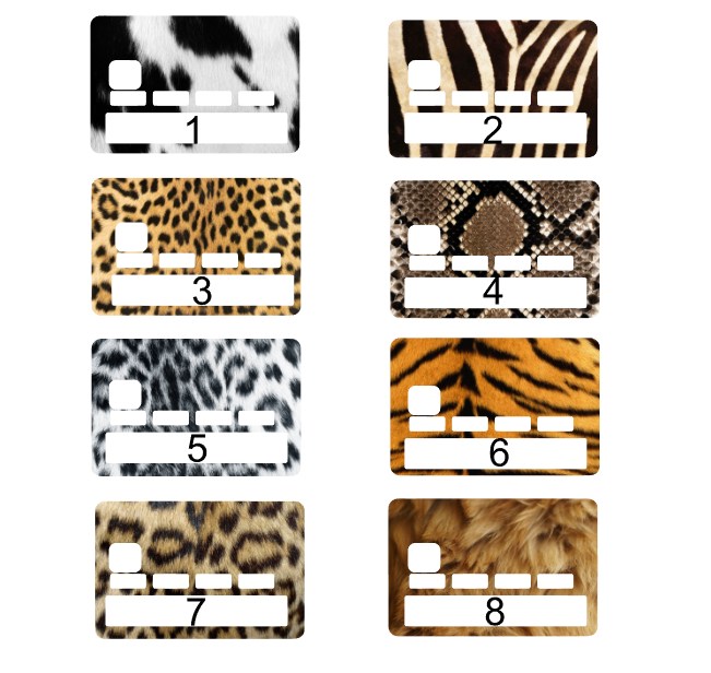 Planche de motifs pour sticker de carte bancaire