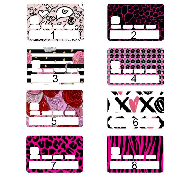 Planche de motifs pour sticker de carte bancaire