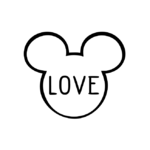 Sticker Mickey Love noir sur fond blanc