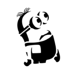 Visuel noir et blanc d'un Minion en mouvement