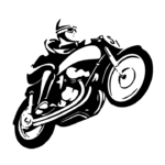 Visuel noir et blanc d’un motif de moto