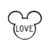 Sticker Mickey Love noir sur fond blanc