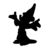 Silhouette noire de Mickey magicien sur fond blanc