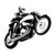 Visuel noir et blanc d’un motif de moto