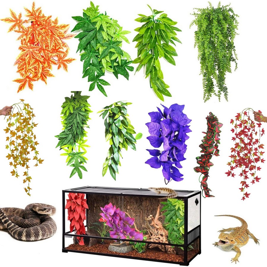 Decoration-terrarium-plante-Cachette-reptile-plante-Cachette-pour-reptile-Decoration-terrarium-serpent-Plante-artificielle-terrarium