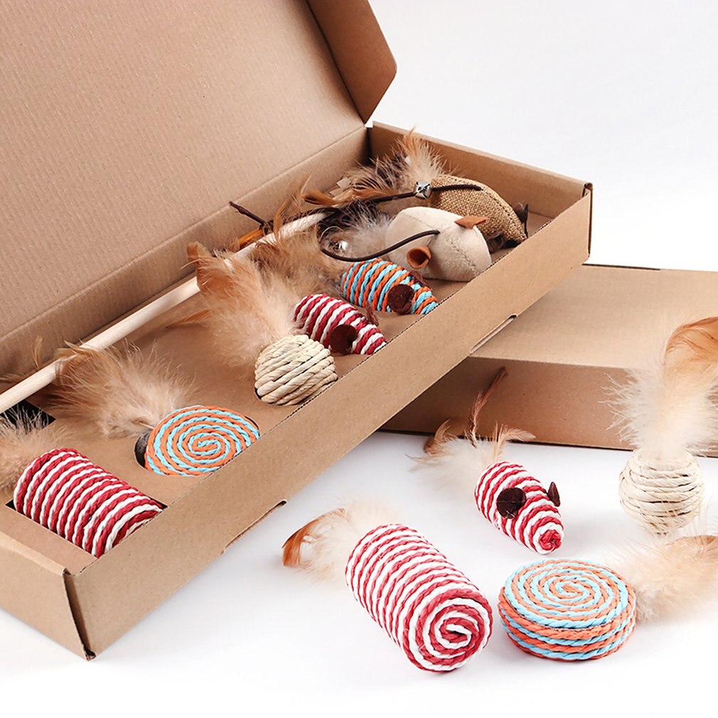 Lot-jouets-pour-chat-Boite-cadeaux-chat-Balle-plume-chat-Souris-sisal-chat
