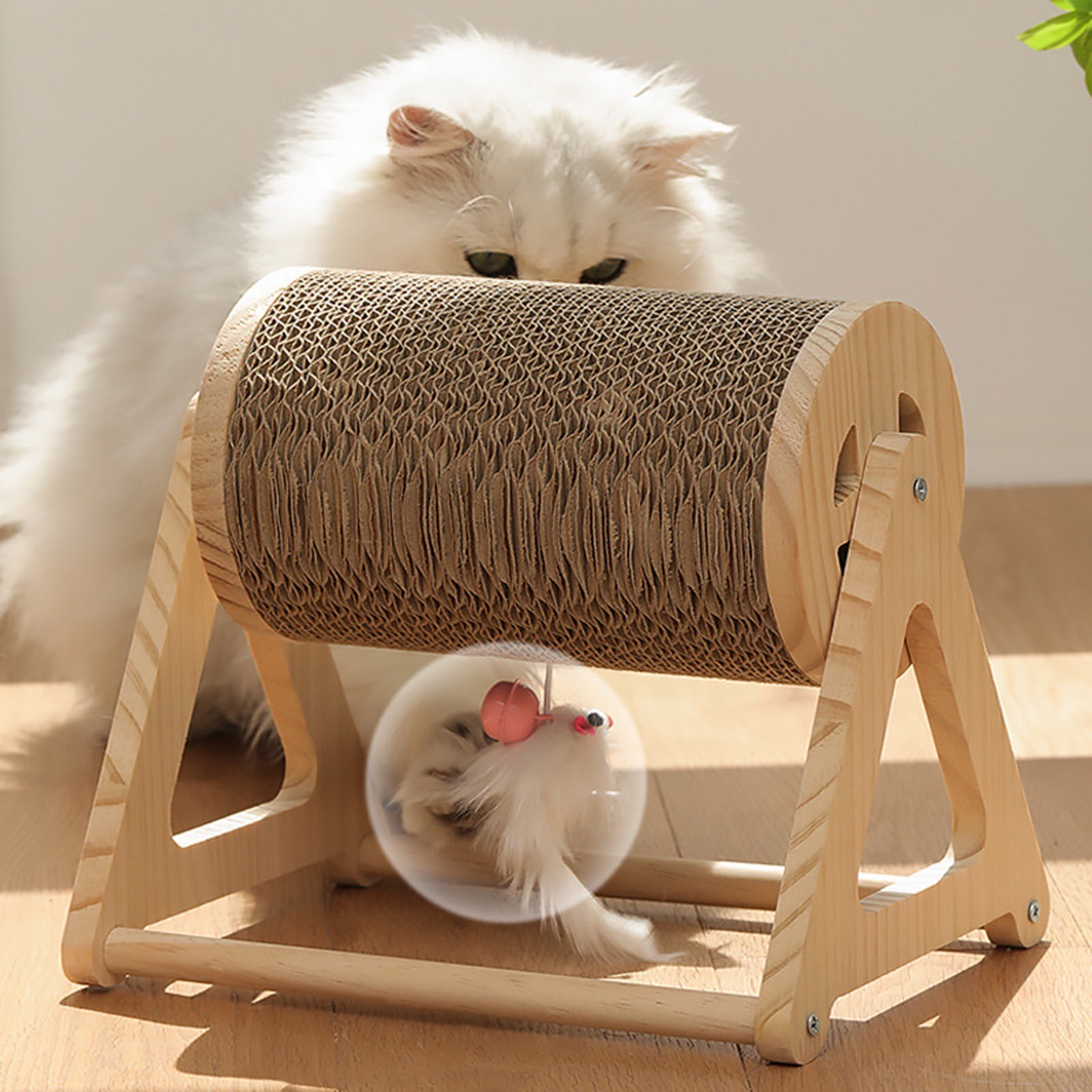 Griffoir-en-carton-pour-chat-Balle-a-griffer-pour-chat-Griffoir-avec-herbe-chat