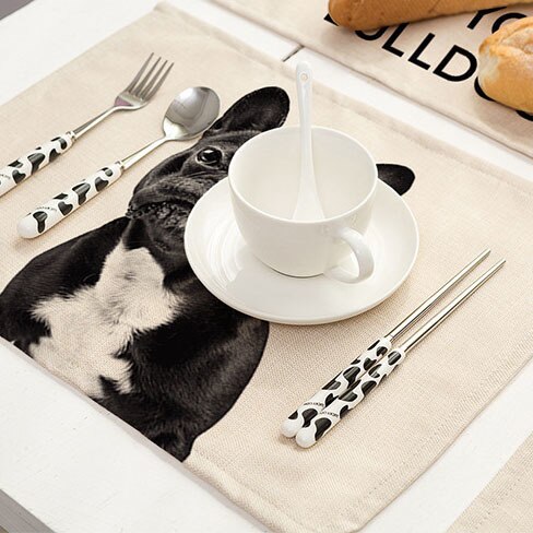 Set-de-table-animaux-Set-de-table-en-tissu-motif-chien-Dessous-table-coton-imprime-chien-Set-de-table-bouledogue