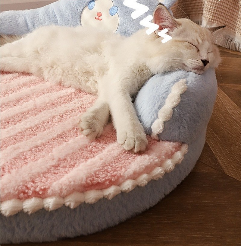 Lit-rond-forme-chat-pour-chats-Couchage-grand-chat-en-peluche-rembourree-pour-chats-Canape-lit-a-la-mode-pour-chat