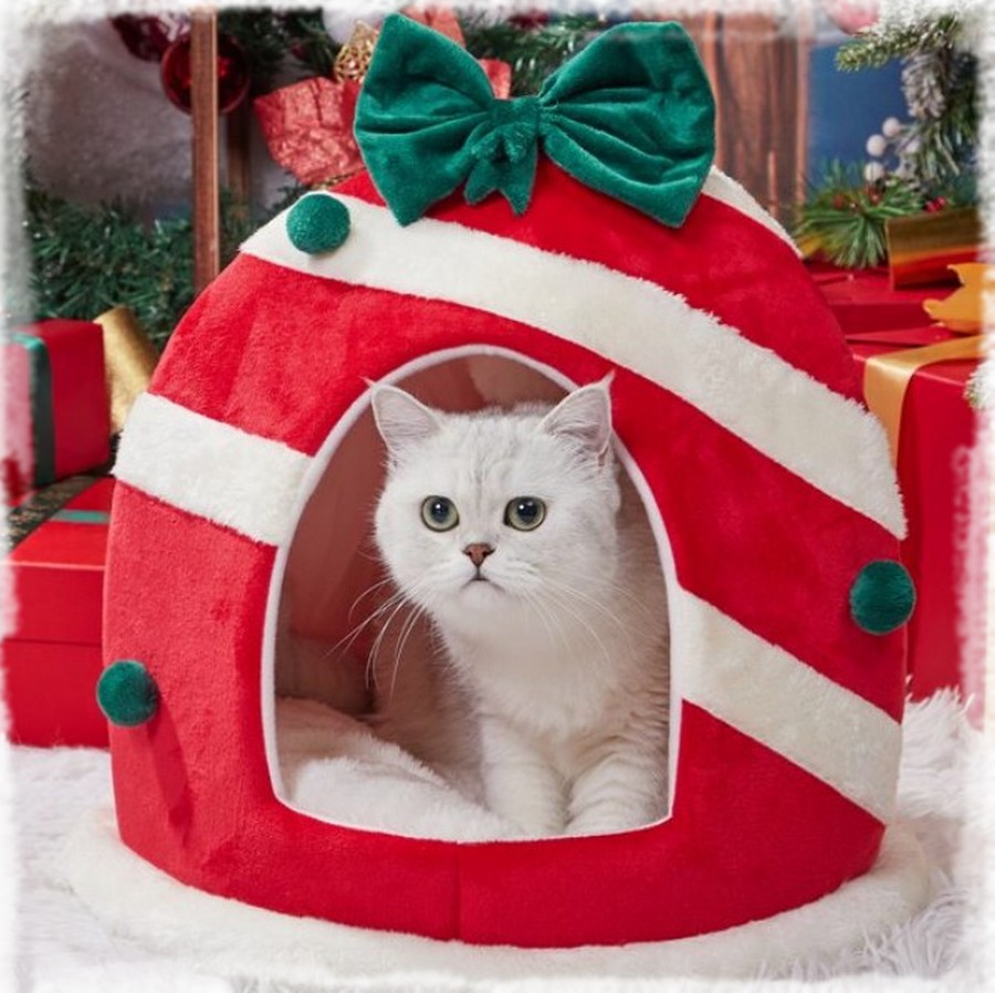 Panier-doux-noel-pour-chien-Couchage-avec-coussin-noel-chat-Niche-avec-pompon-motif-noel-pour-chats