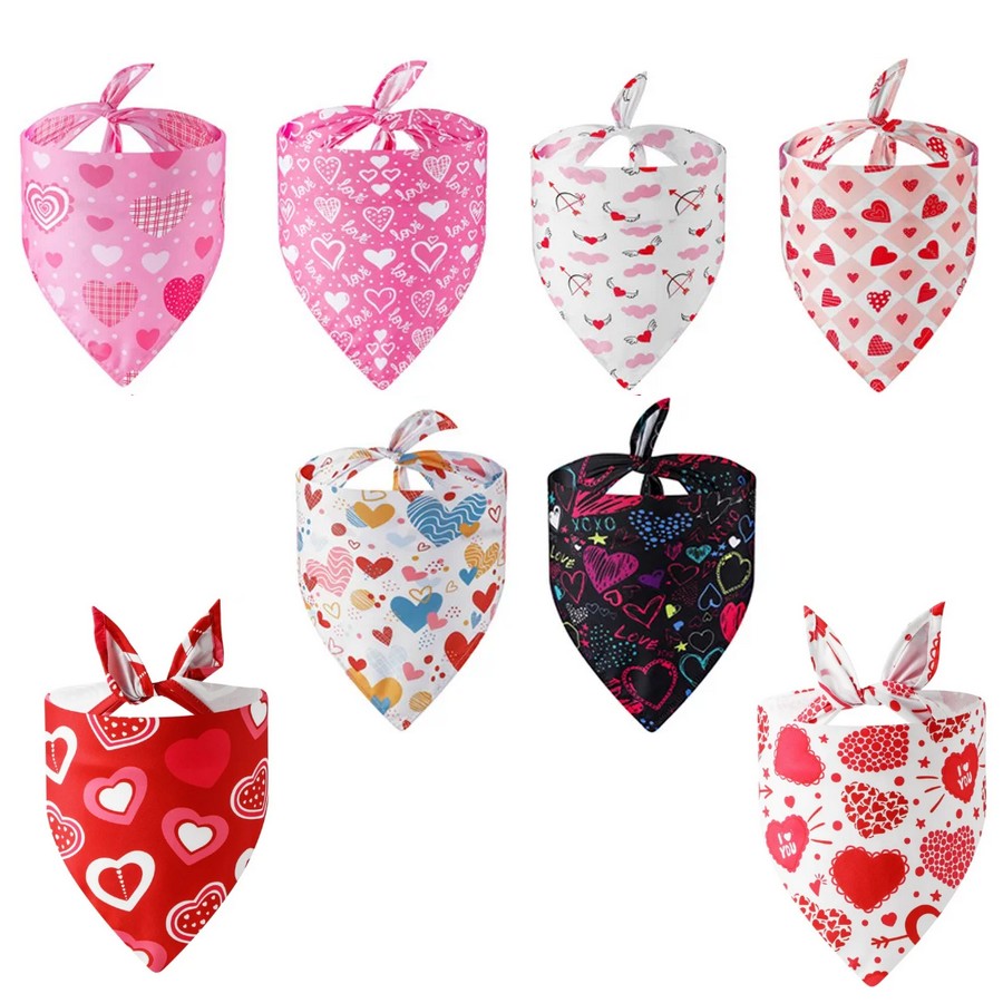 Bandana-coeurs-pour-animaux-compagnie-Tour-de-cou-avec-coeurs-pour-chien-Bandanas-amour-chien