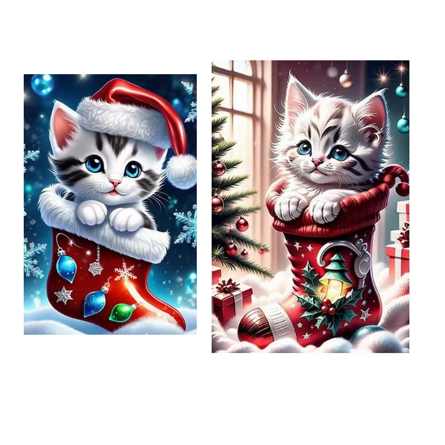 Chat Noël en diamant