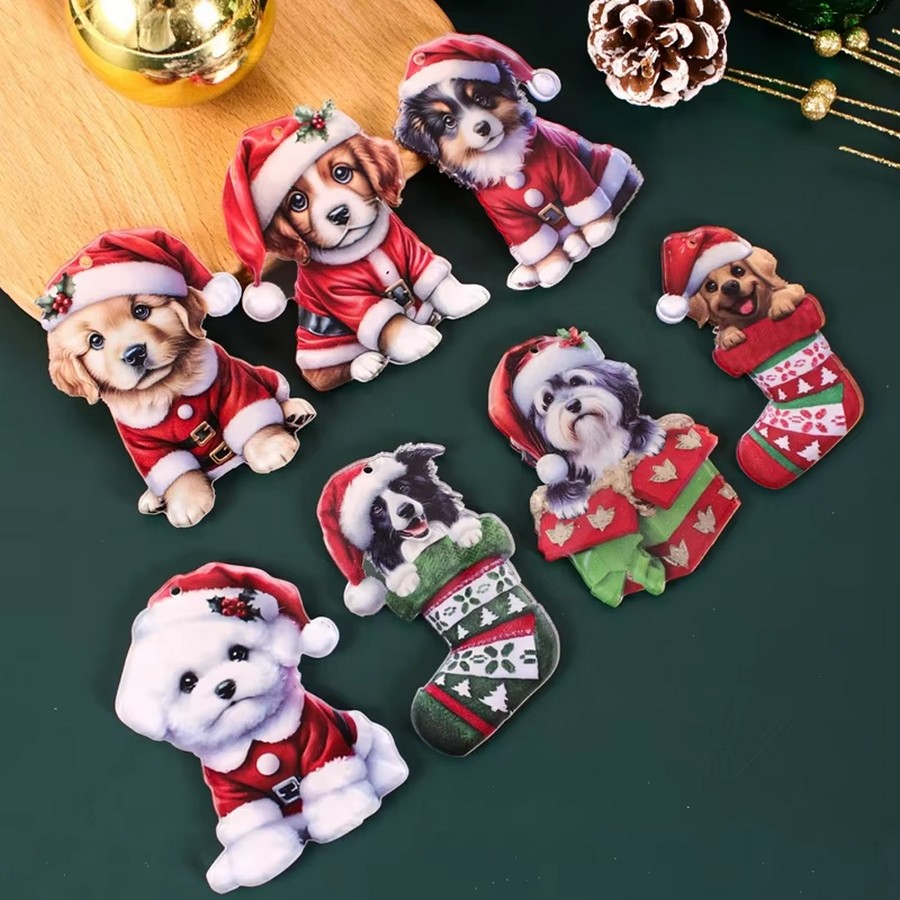 Decoration-originale-noel-motif-chiens-Suspension-sapin-noel-imprime-chien-Ornement-decoratif-noel-chien
