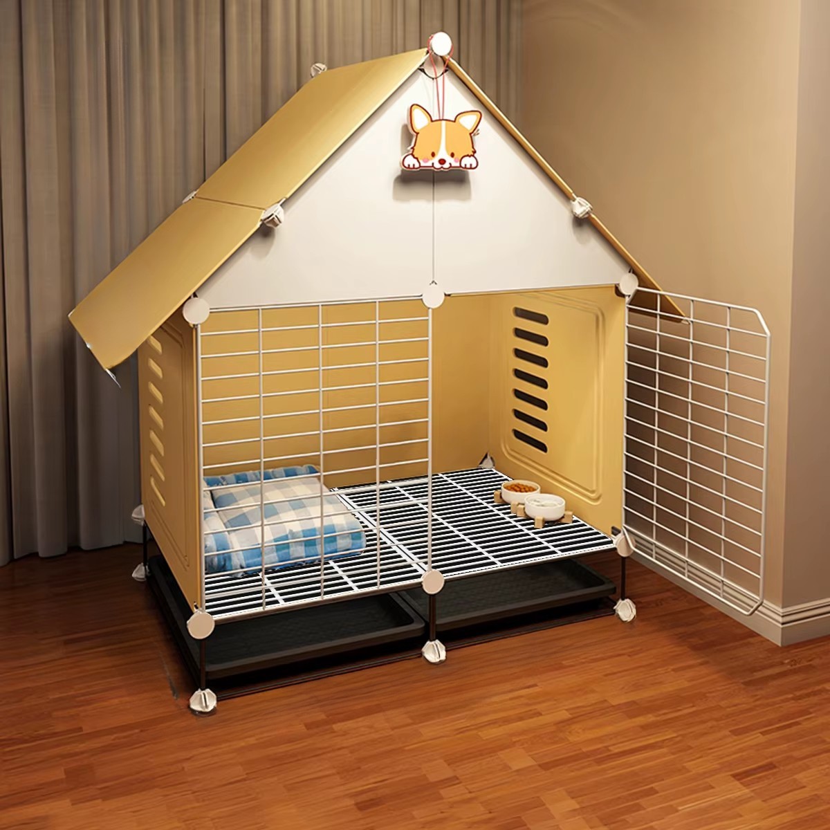 Niche-d-education-pour-chien-Cage-de-dressage-chiot-Cage-d-interieur-porte-securisee-pour-animaux