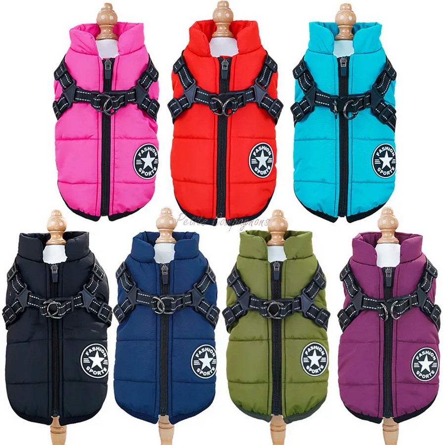 Manteau-hiver-avec-harnais-chien-Veste-impermeable-polaire-chien-Vetement-hiver-grand-chien