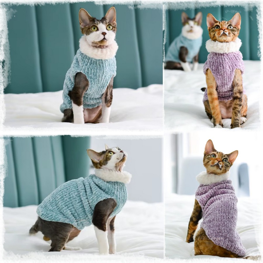 Pull-laine-chic-pour-chat-Pull-fausse-fourrure-pour-chat-Pull-tendance-hiver-chats
