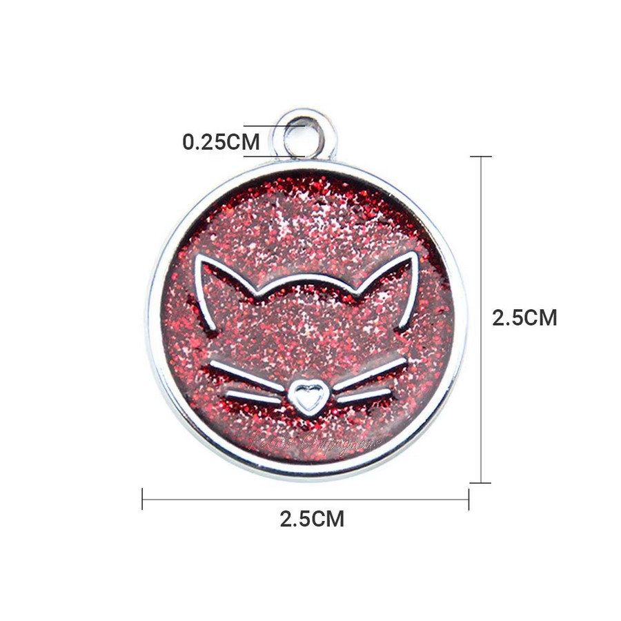 Medaille-pailletee-pour-chat-gravee-Porte-cles-chat-chic-personnalisable-Medaille-identification-chat-personnalisee