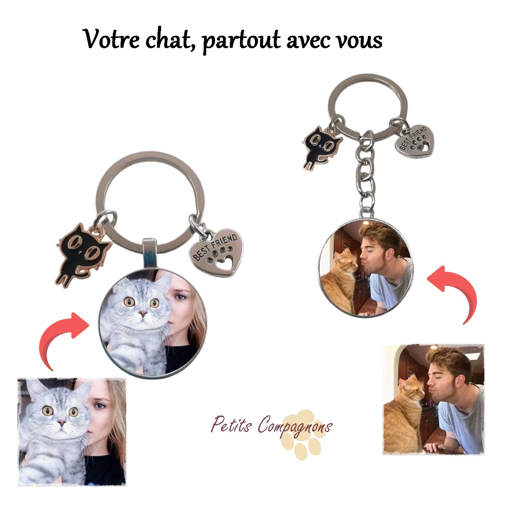 Porte-clés photo chat